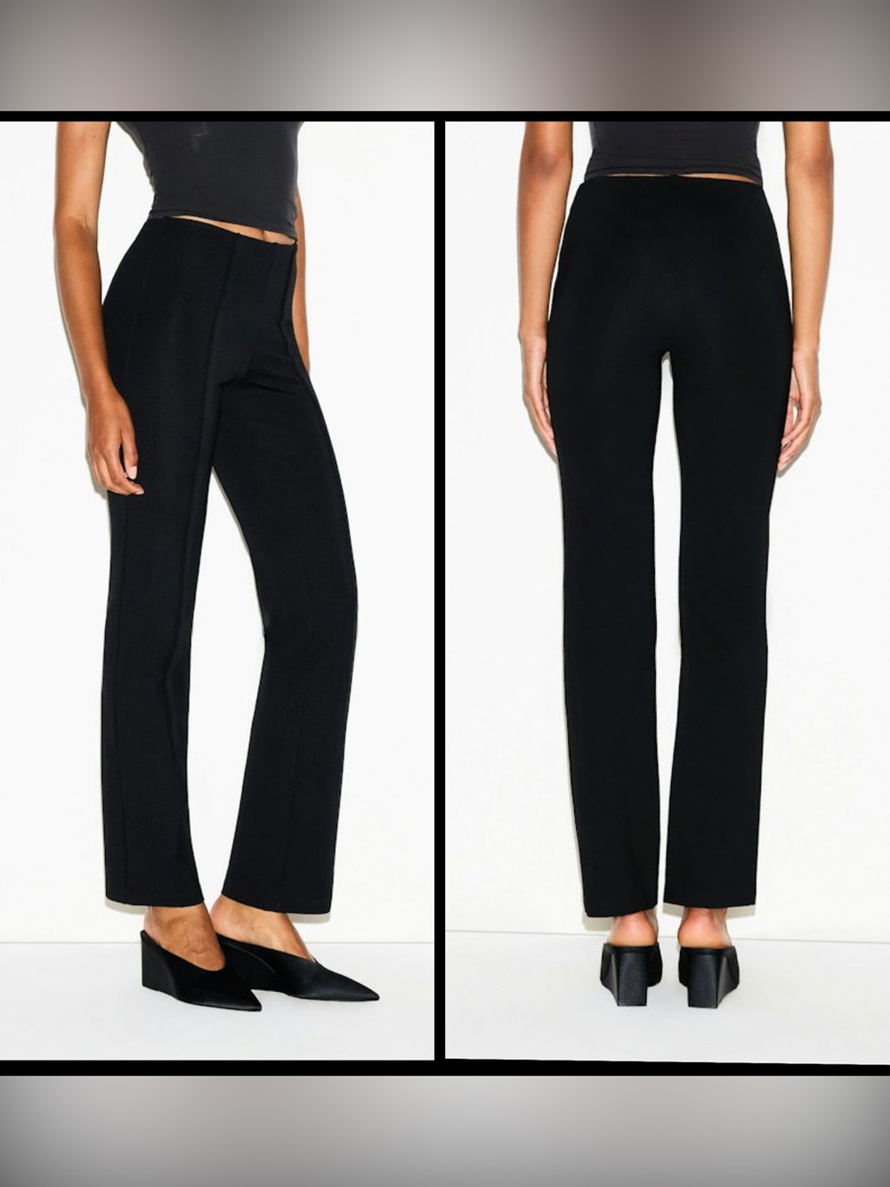 SKIMS The Essential Pants High Waist Pintuck Straight Leg Pants Obsidian